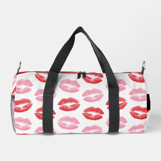 Rote Lippen, rosa Lippen, Kuss, Ihr Name, personal Duffle Bag (Rückseite)