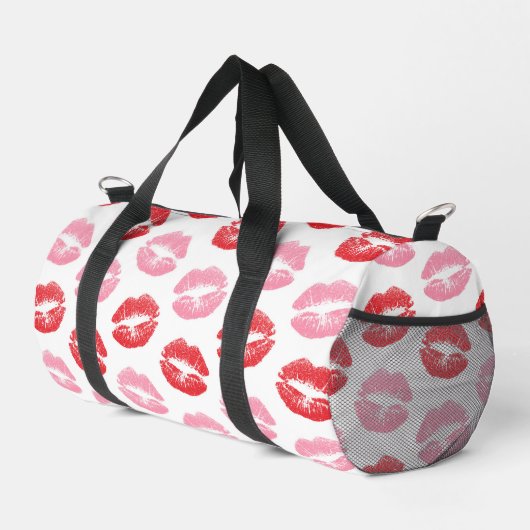 Rote Lippen, rosa Lippen, Kuss, Ihr Name, personal Duffle Bag (Rechte Ecke)