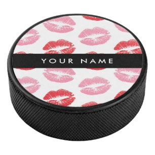 Rote Lippen, rosa Lippen, Kuss, Ihr Name, personal Eishockey Puck