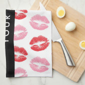 Rote Lippen, rosa Lippen, Kuss, Ihr Name, personal Geschirrtuch (Viertel Falte)