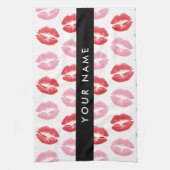 Rote Lippen, rosa Lippen, Kuss, Ihr Name, personal Geschirrtuch (Vertikal)