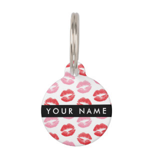 Rote Lippen, rosa Lippen, Kuss, Ihr Name, personal Haustiermarke