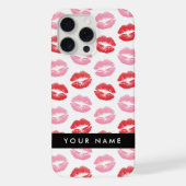 Rote Lippen, rosa Lippen, Kuss, Ihr Name, personal iPhone Hülle (Rückseite)
