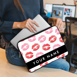 Rote Lippen, rosa Lippen, Kuss, Ihr Name, personal Laptopschutzhülle