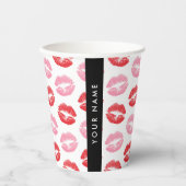 Rote Lippen, rosa Lippen, Kuss, Ihr Name, personal Pappbecher (Vorderseite)