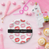 Rote Lippen, rosa Lippen, Kuss, Ihr Name, personal Pappteller (Party)