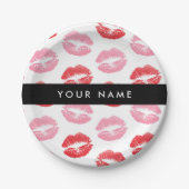 Rote Lippen, rosa Lippen, Kuss, Ihr Name, personal Pappteller (Vorderseite)