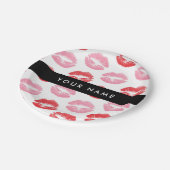 Rote Lippen, rosa Lippen, Kuss, Ihr Name, personal Pappteller (Schrägansicht)