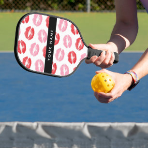 Rote Lippen, rosa Lippen, Kuss, Ihr Name, personal Pickleball Schläger
