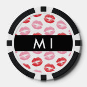 Rote Lippen, rosa Lippen, Kuss, Ihr Name, personal Pokerchips (Vorderseite)