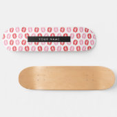 Rote Lippen, rosa Lippen, Kuss, Ihr Name, personal Skateboard (Horizontal)