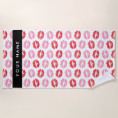 Rote Lippen, rosa Lippen, Kuss, Ihr Name, personal Strandtuch (Vorderseite)