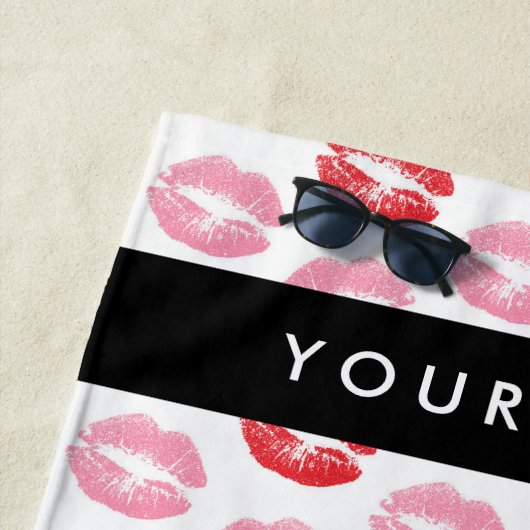 Rote Lippen, rosa Lippen, Kuss, Ihr Name, personal Strandtuch (Beispiel)