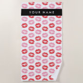 Rote Lippen, rosa Lippen, Kuss, Ihr Name, personal Strandtuch (Vorderseite)