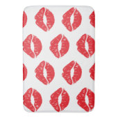 Rote Lippen, roter Lippenstift, Kuss, Lippenmuster Badematte (Vorderseite Vertikal)
