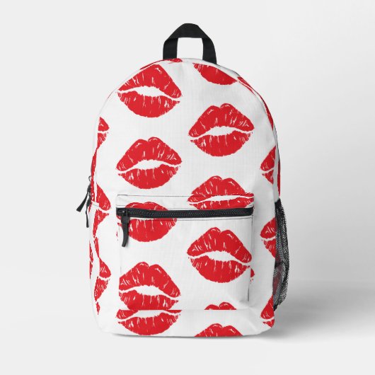 Rote Lippen, roter Lippenstift, Kuss, Lippenmuster Bedruckter Rucksack (Vorderseite)