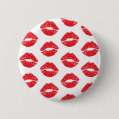 Rote Lippen, roter Lippenstift, Kuss, Lippenmuster Button (Vorderseite)