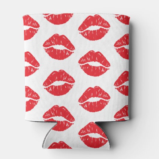 Rote Lippen, roter Lippenstift, Kuss, Lippenmuster Dosenkühler (Rückseite)