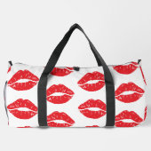 Rote Lippen, roter Lippenstift, Kuss, Lippenmuster Duffle Bag (Rückseite)