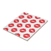 Rote Lippen, roter Lippenstift, Kuss, Lippenmuster Fliese (Seite)