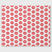 Rote Lippen, roter Lippenstift, Kuss, Lippenmuster Geschenkpapier (Flach)