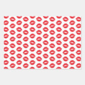 Rote Lippen, roter Lippenstift, Kuss, Lippenmuster Geschenkpapier Set (Vorderseite)