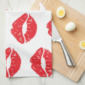 Rote Lippen, roter Lippenstift, Kuss, Lippenmuster Geschirrtuch (Viertel Falte)