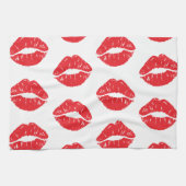 Rote Lippen, roter Lippenstift, Kuss, Lippenmuster Geschirrtuch (Horizontal)