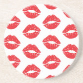 Rote Lippen, roter Lippenstift, Kuss, Lippenmuster Getränkeuntersetzer (Vorne)