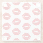 Rote Lippen, roter Lippenstift, Kuss, Lippenmuster Glasuntersetzer (Rückseite)