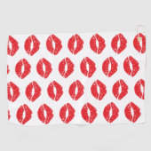 Rote Lippen, roter Lippenstift, Kuss, Lippenmuster Golfhandtuch (Horizontal)