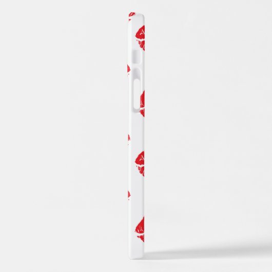 Rote Lippen, roter Lippenstift, Kuss, Lippenmuster iPhone Hülle (Linke Seite)