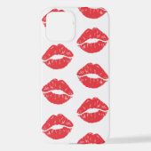 Rote Lippen, roter Lippenstift, Kuss, Lippenmuster iPhone Hülle (Rückseite)