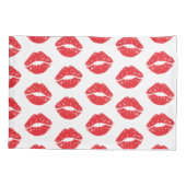 Rote Lippen, roter Lippenstift, Kuss, Lippenmuster Kissenbezug (Rückseite)