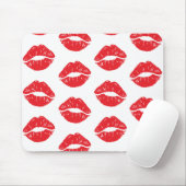 Rote Lippen, roter Lippenstift, Kuss, Lippenmuster Mousepad (Mit Mouse)