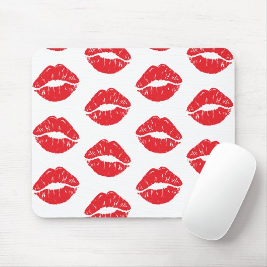 Rote Lippen, roter Lippenstift, Kuss, Lippenmuster Mousepad (Mit Mouse)