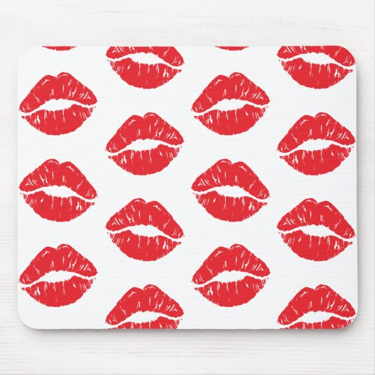 Rote Lippen, roter Lippenstift, Kuss, Lippenmuster Mousepad (Vorne)