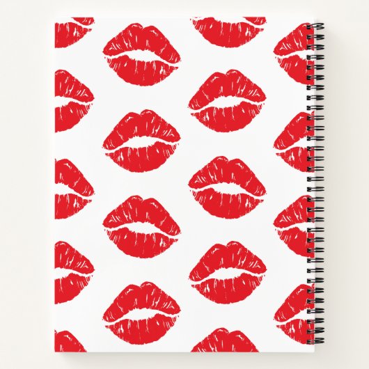 Rote Lippen, roter Lippenstift, Kuss, Lippenmuster Notizblock (Rückseite)