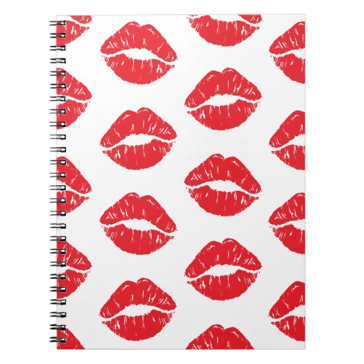 Rote Lippen, roter Lippenstift, Kuss, Lippenmuster Notizblock (Vorderseite)