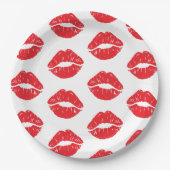 Rote Lippen, roter Lippenstift, Kuss, Lippenmuster Pappteller (Vorderseite)