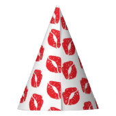 Rote Lippen, roter Lippenstift, Kuss, Lippenmuster Partyhütchen (Rückseite)