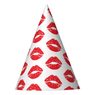 Rote Lippen, roter Lippenstift, Kuss, Lippenmuster Partyhütchen