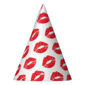 Rote Lippen, roter Lippenstift, Kuss, Lippenmuster Partyhütchen (Links)