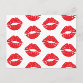 Rote Lippen, roter Lippenstift, Kuss, Lippenmuster Postkarte (Vorderseite)