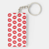 Rote Lippen, roter Lippenstift, Kuss, Lippenmuster Schlüsselanhänger (Rückseite)