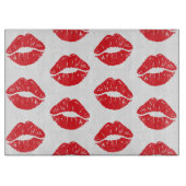 Rote Lippen, roter Lippenstift, Kuss, Lippenmuster Schneidebrett (Vorderseite)