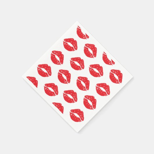 Rote Lippen, roter Lippenstift, Kuss, Lippenmuster Serviette (Ecke)