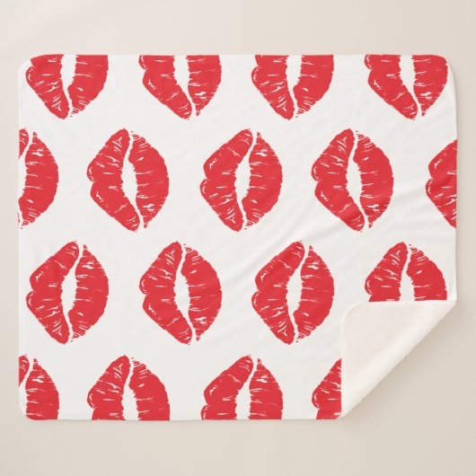 Rote Lippen, roter Lippenstift, Kuss, Lippenmuster Sherpadecke (Vorderseite (Horizontal))