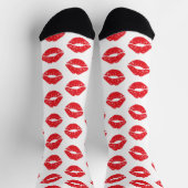 Rote Lippen, roter Lippenstift, Kuss, Lippenmuster Socken (Oben)