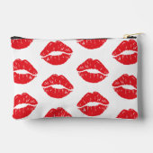 Rote Lippen, roter Lippenstift, Kuss, Lippenmuster Zubehörtasche (Rückseite)